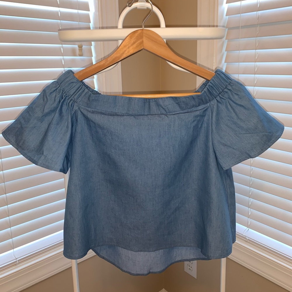 Faux Jean Off the shoulder top